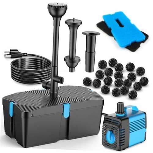 Pond filter with fountain - pond, pump